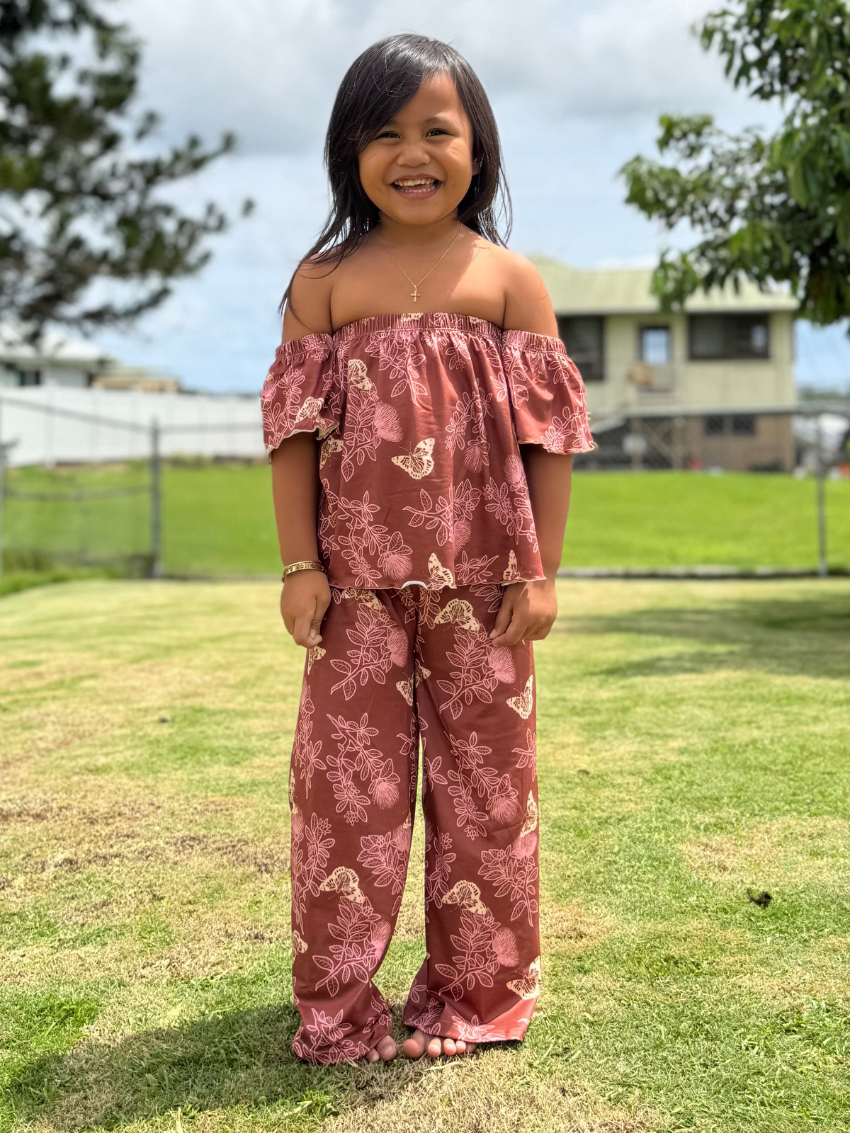 ‘Ōhi’a Butterfly 2pc Set OTS Top/Wide Leg Pants