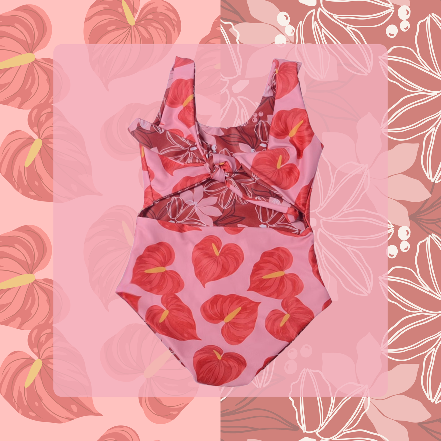Anthurium/Cherry Naupaka Reversible Bikini