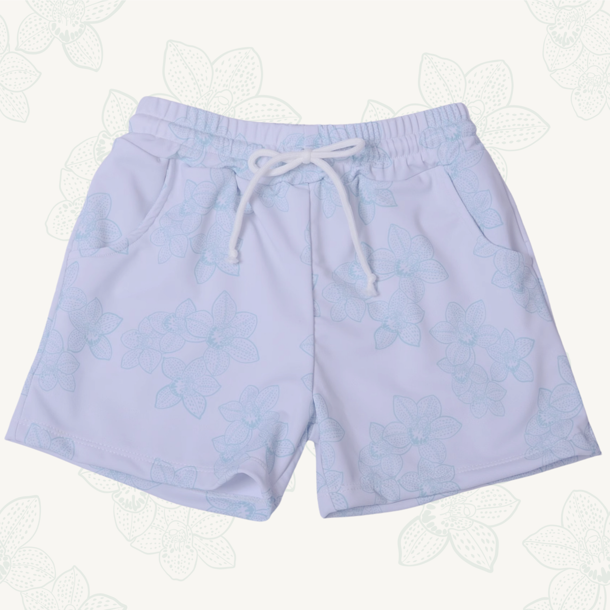 Teal Orchid Boys Swim Trunks
