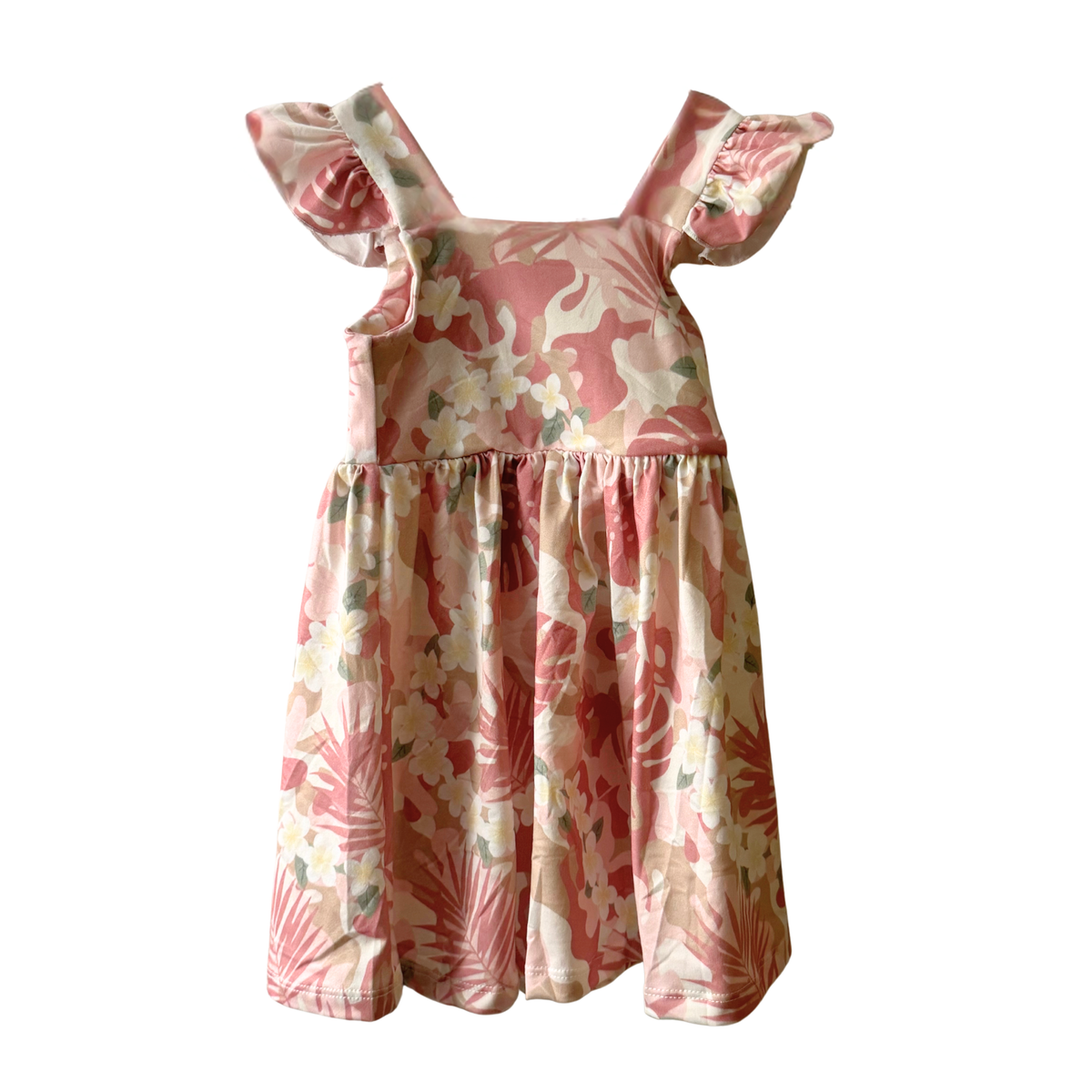 Pink Camo Plumeria Flutter Sleeve Dress