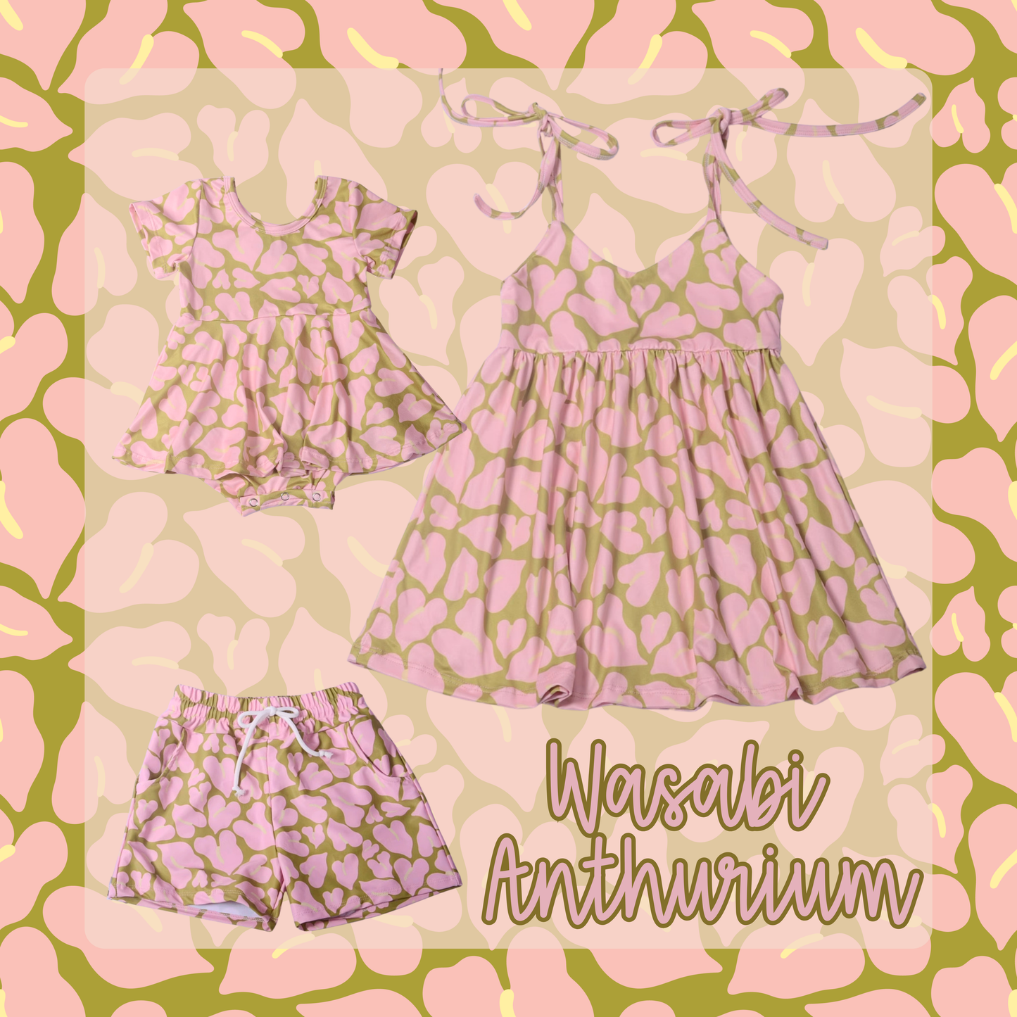 Wasabi Anthurium Baby Doll Romper