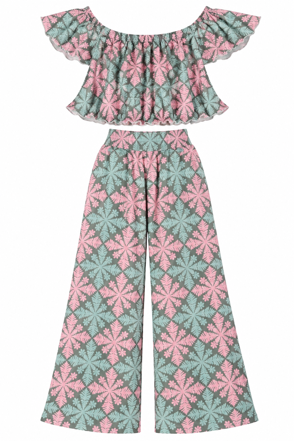Berry Matcha Kukui Quilt 2pc Set OTS Top/Wide Leg Pants