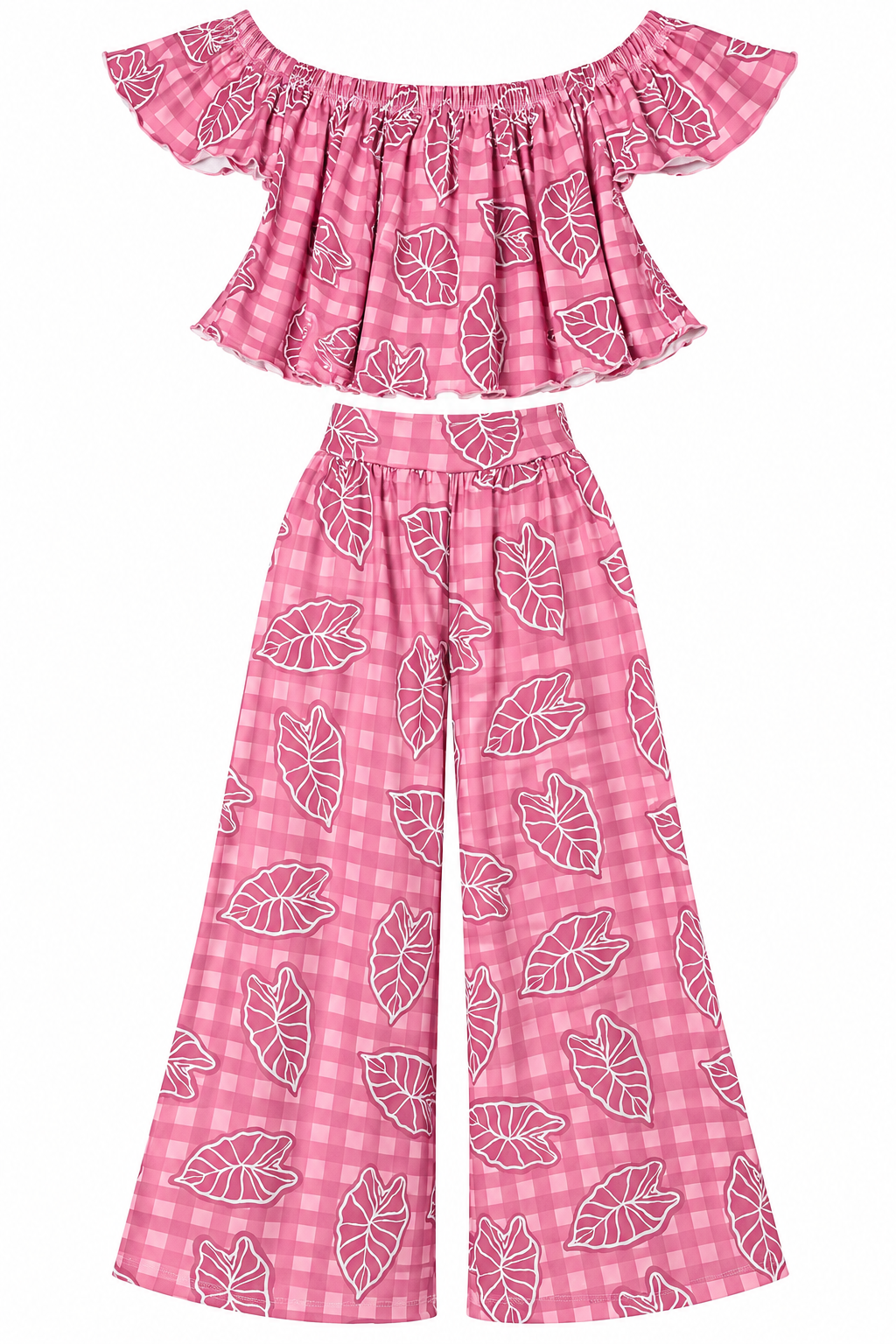 Pink Kalo 2pc Set OTS Top/Wide Leg Pants
