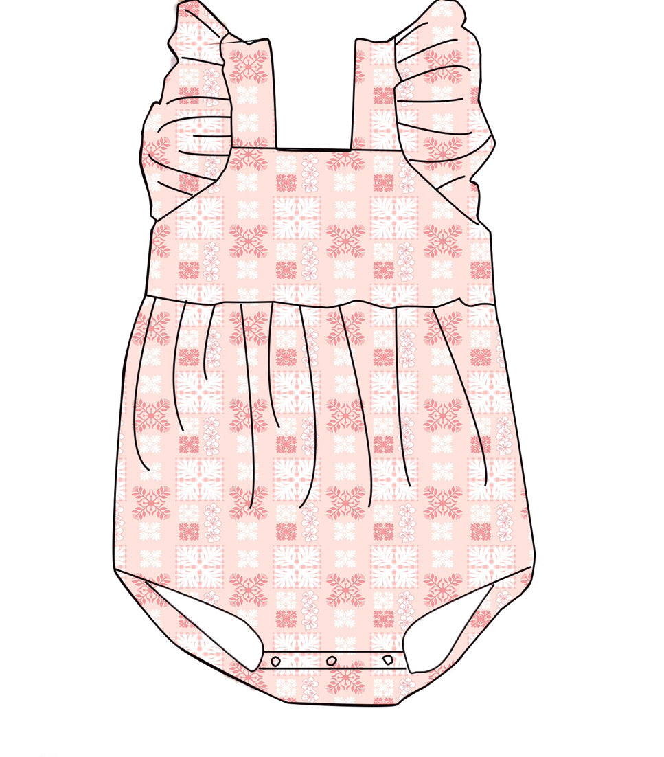 PRE ORDER Pink Quilt Bubble Romper
