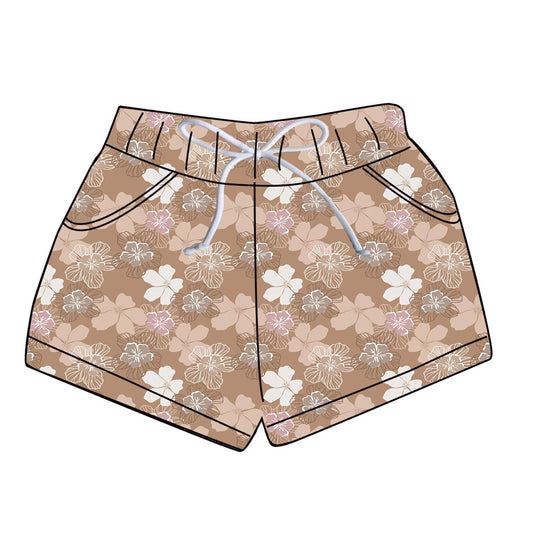 PRE ORDER Neutral Hibiscus Swim Trunks