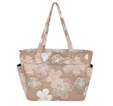 Neutral Hibiscus Mama Tote